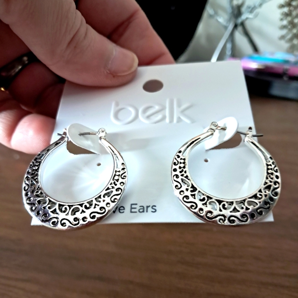 Belk silver hoop earrings for sensitive skin